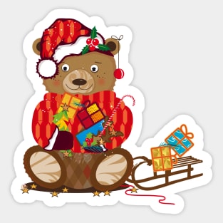 little bear with Santa hat Sticker